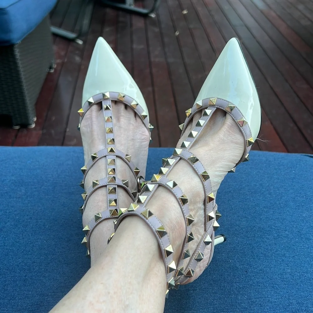 Rockstud Caged 65 Leather Ankle Strap Pump - Picture 3 of 12